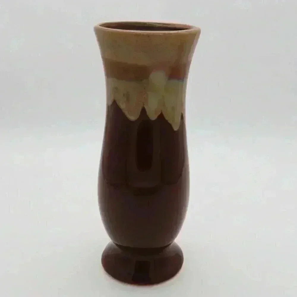 Vintage Stoneware Drip Glaze Pottery Vase 10”